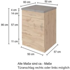 Held Möbel Unterschrank Sorrento 50 X 85 X 60 Cm Tür Schub. + EL-B. Anth.-Wotan. -Geschäft Für Heimküche 853761 11016600 3