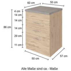 Held Möbel Auszugsschrank Sorrento 50 X 85 X 60 Cm 1 Schubk. 2 Ausz. Wotaneiche -Geschäft Für Heimküche 853782 11016600 4