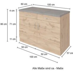 Held Möbel Unterschrank Sorrento 100x85x60 Cm 2 Schub. 1 EL-B. Weiß-Wotan. -Geschäft Für Heimküche 853801 11016600 4
