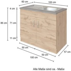 Held Möbel Spülenschrank Sorrento B100 X H85 X T60 Cm 2 Türen Wotaneiche -Geschäft Für Heimküche 853819 11016600 4