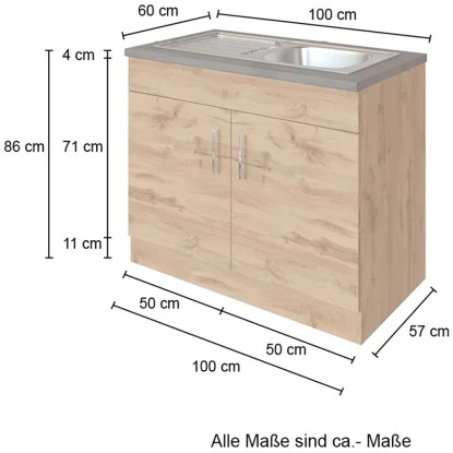 Held Möbel Spülenschrank Sorrento B100 X H85 X T60 Cm 2 Türen Wotaneiche-Grafit 4 Held Möbel Spülenschrank Sorrento B100 X H85 X T60 Cm 2 Türen Wotaneiche-Grafit – Bild 4