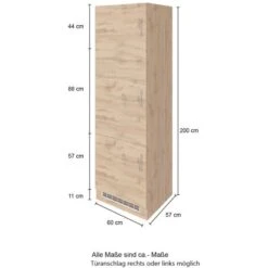 Held Möbel Kühlschrankumbau Sorrento B60x H200x T60 Cm Nische Wotaneiche-Grafit -Geschäft Für Heimküche 853862 11016600 4