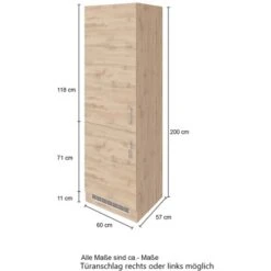 Held Möbel Kühl-Gefrierschrankumbau Sorrento B60x H200x T60 Cm Wotanei.-Grafit -Geschäft Für Heimküche 853928 11016600 4