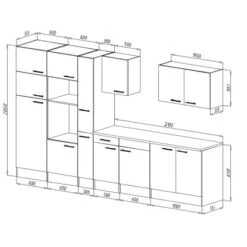 Respekta Küchenzeile KB360EYWMIGKE 360 Cm Weiß Seidengl.-Eiche York Nachbildung -Geschäft Für Heimküche 9168 skizze kb360ey mi gke
