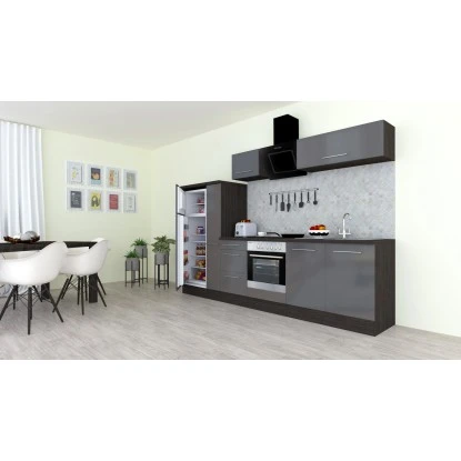 Respekta Premium Küchenzeile 300 Cm Grau Hochglanz-Eiche Grau 15 Respekta Premium Küchenzeile 300 Cm Grau Hochglanz-Eiche Grau – Bild 15
