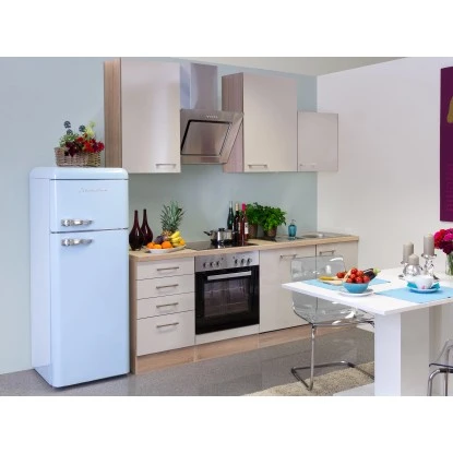 Flex-Well Exclusiv Küchenzeile Orlando 220 Cm Kaschmir Glanz-Sonoma Eiche 1 Flex-Well Exclusiv Küchenzeile Orlando 220 Cm Kaschmir Glanz-Sonoma Eiche