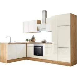 Respekta Küchenzeile Marleen 310 Cm Artisan-Eiche Weiß Hochglanz Winkel -Geschäft Für Heimküche 980060 4384 4