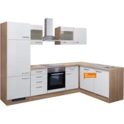 Flex-Well Exclusiv Winkelküche Valero 280 Cm Hochglanz Weiß-Sonoma Eiche -Geschäft Für Heimküche G9992802014freiGSPValero 2