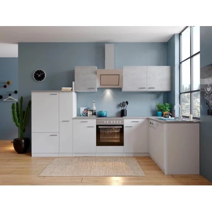 Respekta Winkelküche KBL310WWBSCG 310 X 172 Cm Weiß-Beton Optik 3 Respekta Winkelküche KBL310WWBSCG 310 X 172 Cm Weiß-Beton Optik – Bild 3