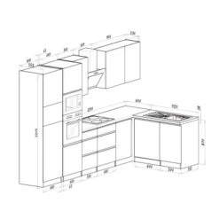 Respekta Premium Winkelküche Grifflos 345 Cm Grau Hochglanz-Weiß -Geschäft Für Heimküche eichnung GLRPL345HWGGKE 08
