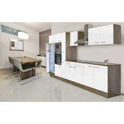 Respekta Küchenzeile KB360EYWMIGKE 360 Cm Weiß Seidengl.-Eiche York Nachbildung -Geschäft Für Heimküche eile KB360EYWMIGKE 360cm 2