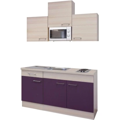 Flex-Well Exclusiv Singleküche Focus 150 Cm Breit Akazie-Aubergine 2 Flex-Well Exclusiv Singleküche Focus 150 Cm Breit Akazie-Aubergine – Bild 2