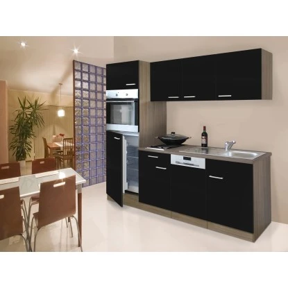 Respekta Küchenzeile 205 Cm Schwarz-Eiche York 1 Respekta Küchenzeile 205 Cm Schwarz-Eiche York