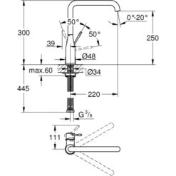Grohe Einhand-Küchenarmatur Essence -Geschäft Für Heimküche ltischbatterie mazeichnung 3